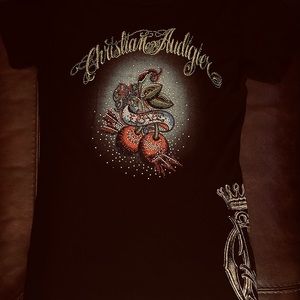 Gold Foil Sequin Short Sleeve Tunic Top